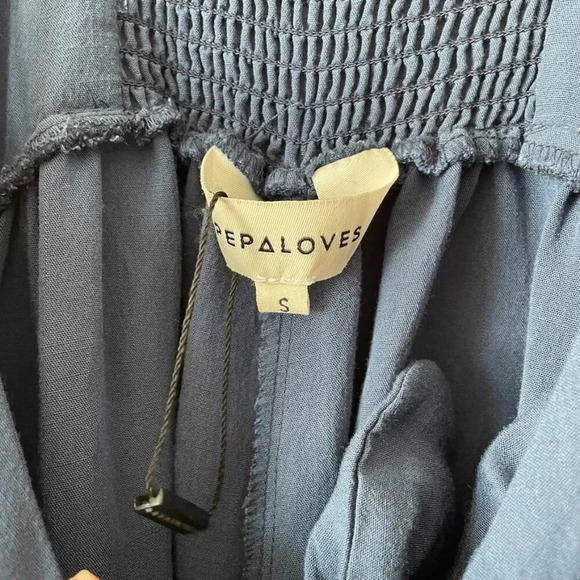 Pepaloves Wide Leg Bow  Jumpsuit Playsuit Navy Blue Size Small - Picture 6 of 7